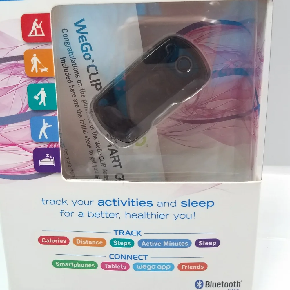 WE GO 24 HOUR WIRELESS ACTIVITY AND SLEEP TRACKER CLIP OPEN BOX